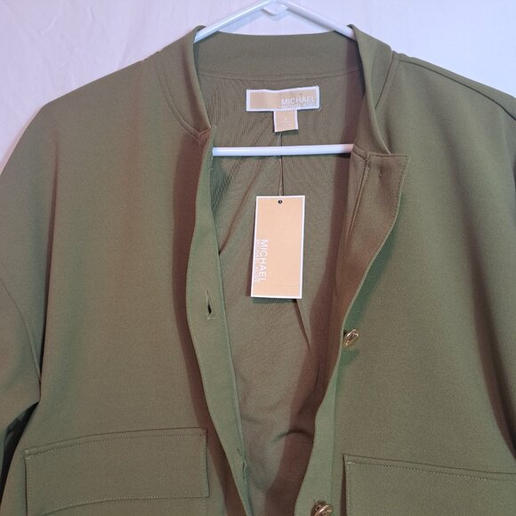 MICHAEL KORS Bomber Jacket Womens Size S Green Long Sleeve Lightweight NWT $135 - Picture 5 of 8